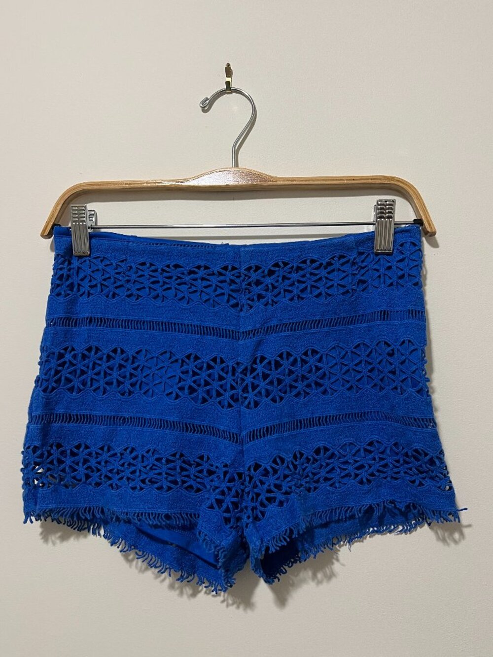 Blue crochet shorts